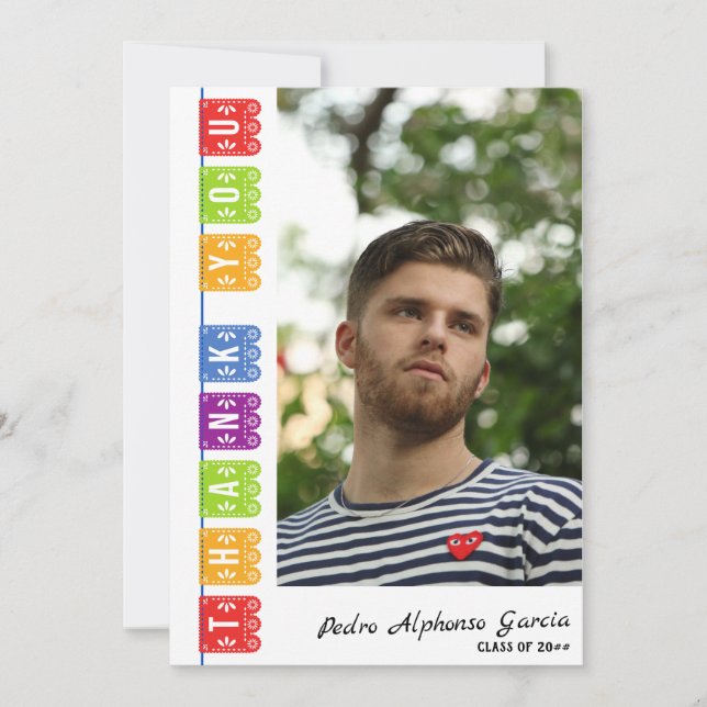 2024 Colourful Mexican Fiesta Graduation Party Thank You Card (Front)