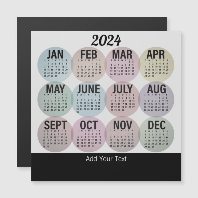 2024 - Colourful Monthly Magnet Calendar (Front/Back)