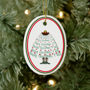 2024 Cowboy Christmas Tree guest Ceramic Ornament