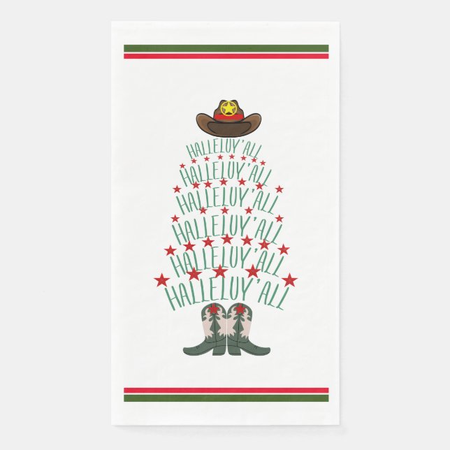 2024 Cowboy Christmas Tree guest Napkin (Front)