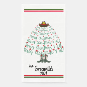 2024 Cowboy Christmas Tree  Napkin