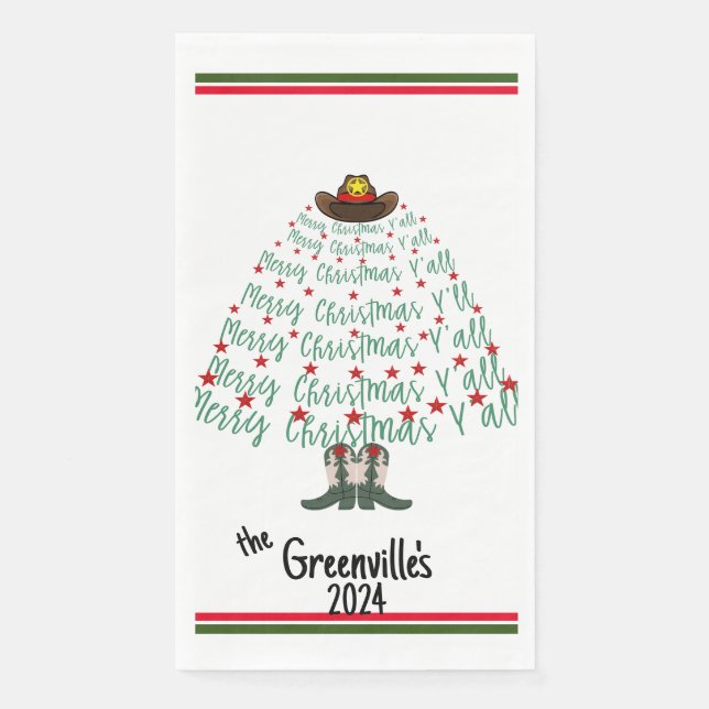 2024 Cowboy Christmas Tree  Napkin (Front)