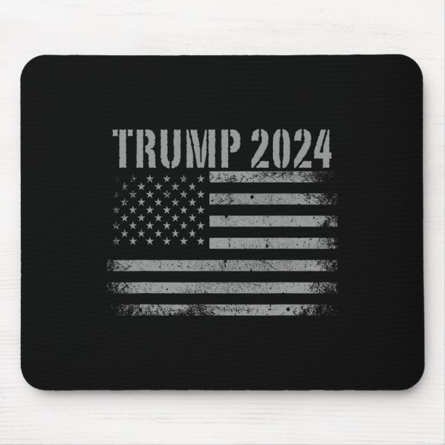 2024 Distressed American Flag Usa Patriotic Milita Mouse Pad (Front)