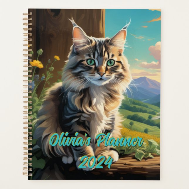 2024 Domestic Longhair Cat Planner by Gili (Front)