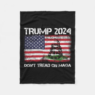2024 Don't Tread On Maga American Us Flag Snake Fleece Blanket