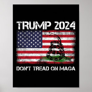 2024 Don't Tread On Maga American Us Flag Snake  Poster