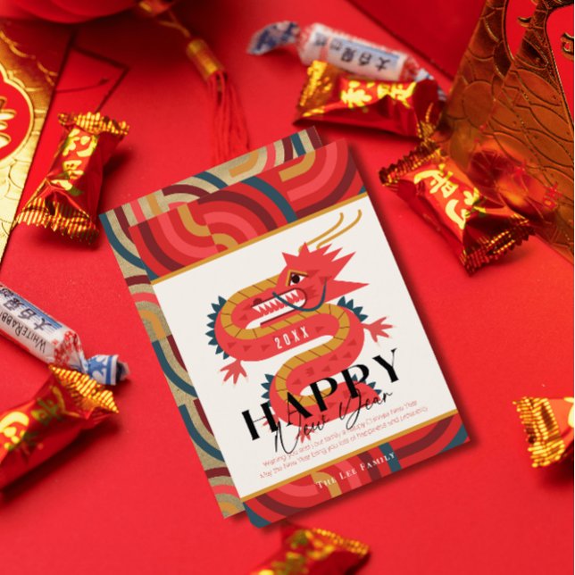 2024 Dragon Red Chinese New Year  Holiday Card (Creator Uploaded)
