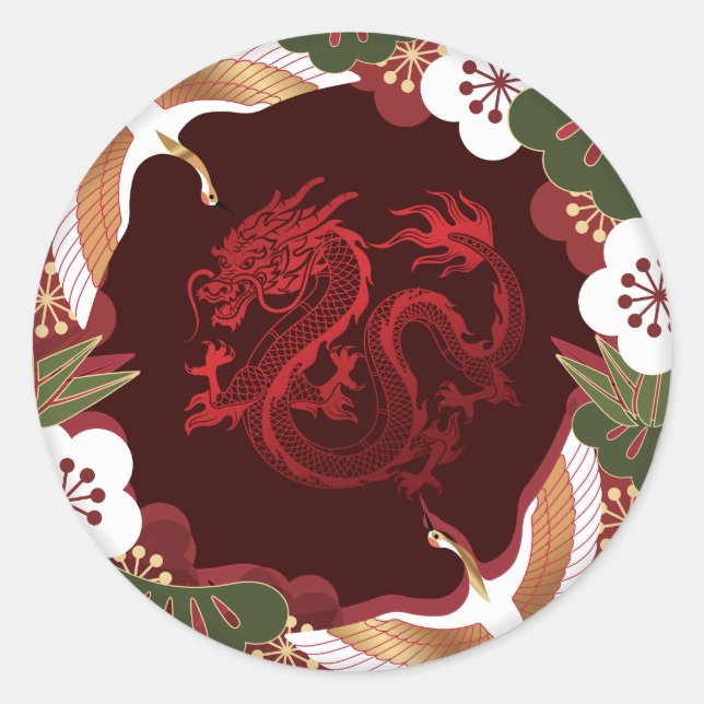 2024, Dragon Year Classic Round Sticker (Front)