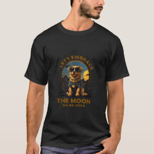 2024 Eclipse Watching Embrace Moon Funny Dog Sungl T-Shirt