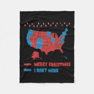 2024 Election Map Merry Christmas Red Voters Trump Fleece Blanket