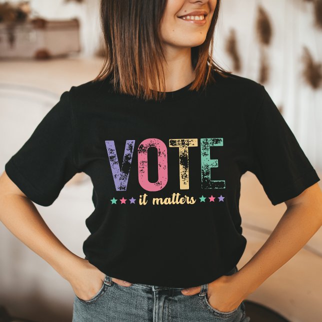 2024 elections Democracy Retro Vote it matters T-Shirt (Creator Uploaded)