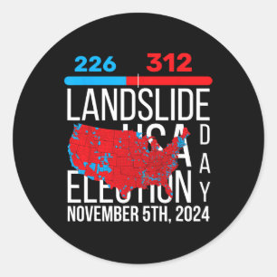 2024 Electoral Map Final Votes 312 Trump Landslide Classic Round Sticker