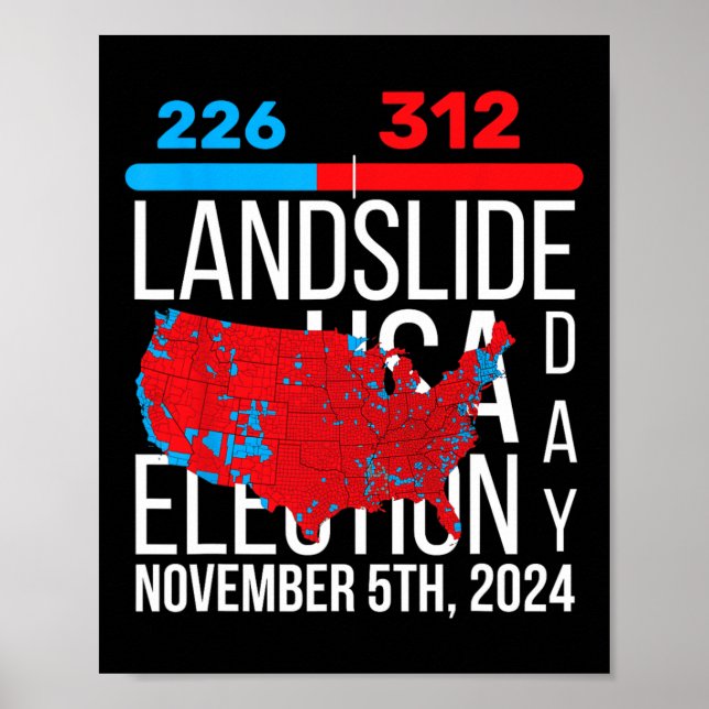 2024 Electoral Map Final Votes 312 Trump Landslide Poster (Front)