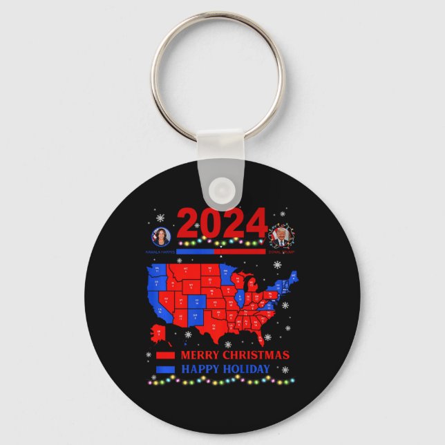 2024 Electoral Map Merry Christmas Trump Landslide Key Ring (Front)