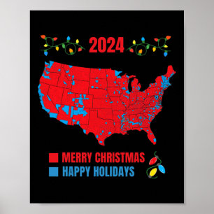 2024 Electoral Map Merry Christmas Trump Landslide Poster