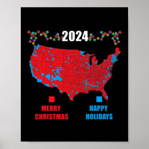 2024 Electoral Map Merry Christmas Trump Landslide Poster