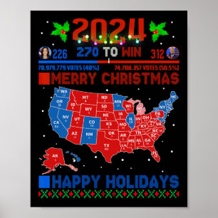 2024 Electoral Map Merry Christmas Trump Landslide Poster