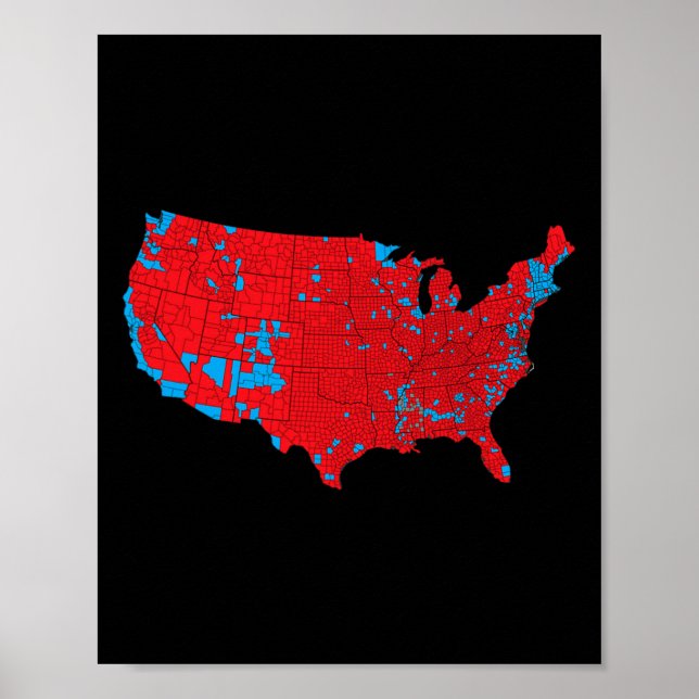 2024 Electoral Map Red Trump Vance Defeat Blue Kam Poster (Front)