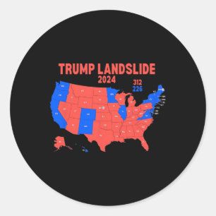 2024 Electoral Map Trump 312 Landslide Classic Round Sticker