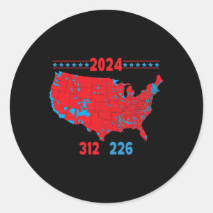 2024 Electoral Map Trump 312 Red 2024 Election Res Classic Round Sticker
