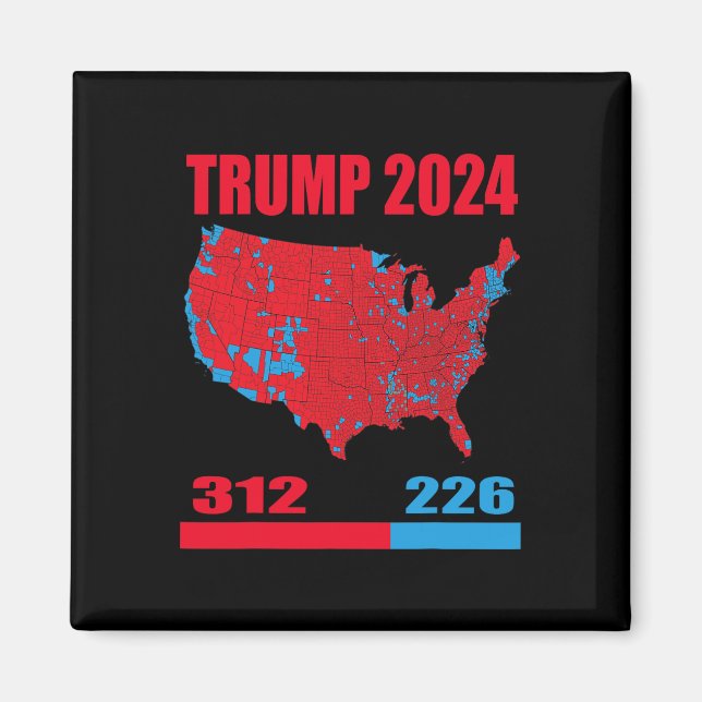 2024 Electoral Map Trump 312 Red 2024 Election Res Magnet (Front)