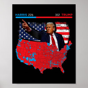 2024 Electoral Map Trump 312 Red 2024 Election Res Poster