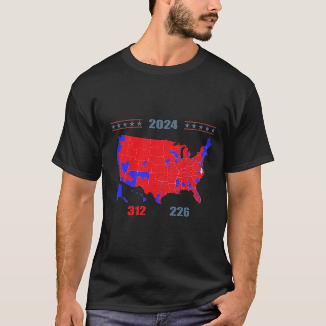 2024 Electoral Map Trump 312 Red 2024 Election Res T-Shirt (Front)