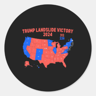 2024 Electoral Map Trump 312 Trump Landslide Classic Round Sticker
