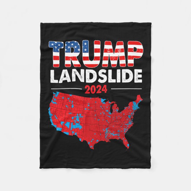2024 Electoral Map Trump Landslide Red Election Ma Fleece Blanket (Front)