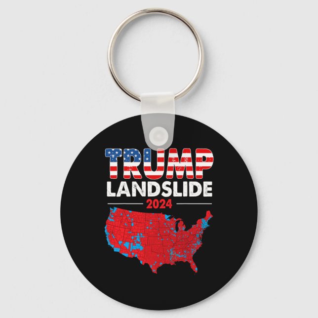 2024 Electoral Map Trump Landslide Red Election Ma Key Ring (Front)