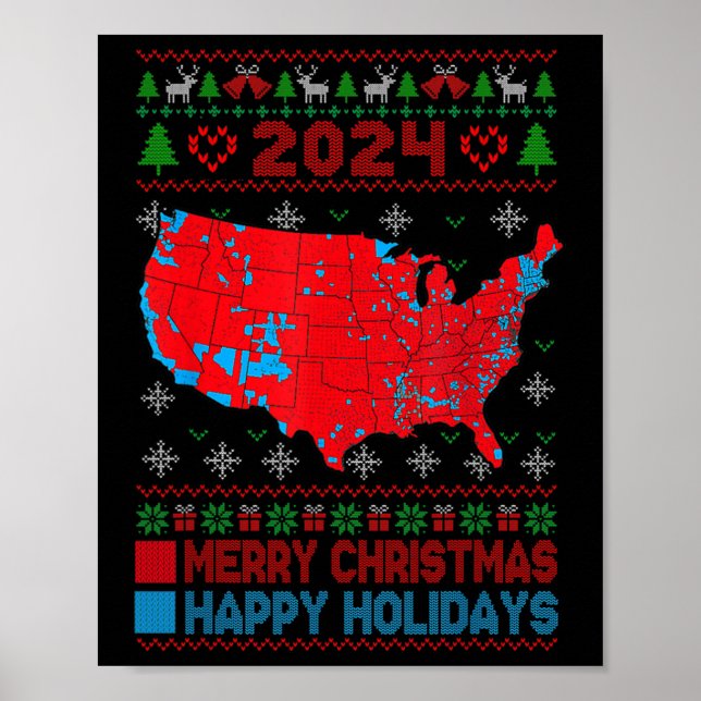 2024 Electoral Map Trump Landslide Ugly Christmas  Poster (Front)