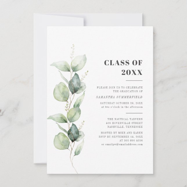 2024 Eucalyptus Graduation Party Invitation (Front)