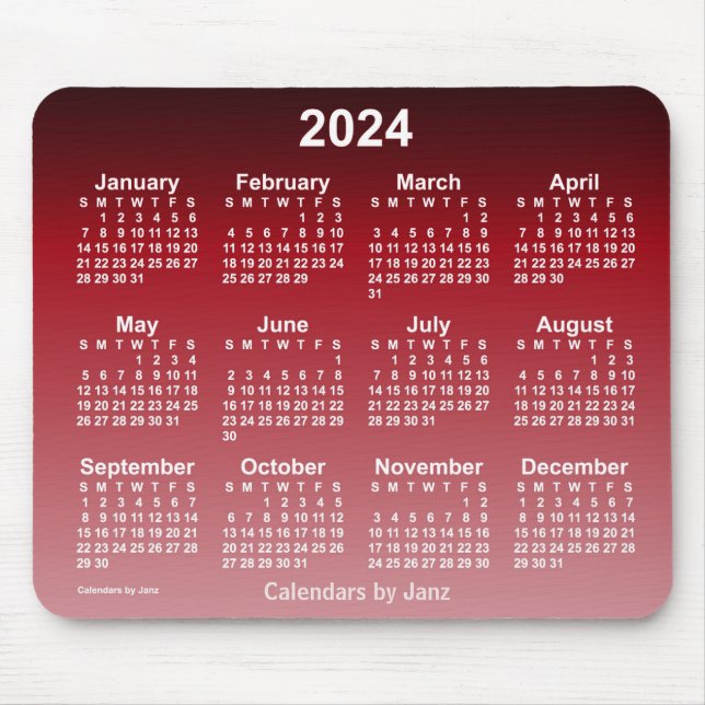 2024 Faded Cherry Neon Calendar by Janz Mouse Pad (Front)