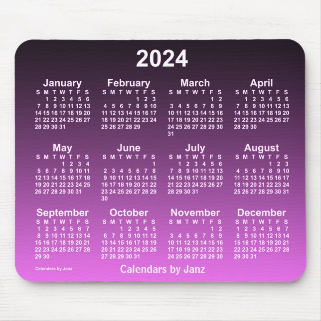 2024 Faded Hot Pink Neon Calendar by Janz Mouse Pad (Front)