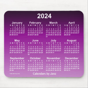 2024 Faded Purple Neon Calendar by Janz Mouse Pad