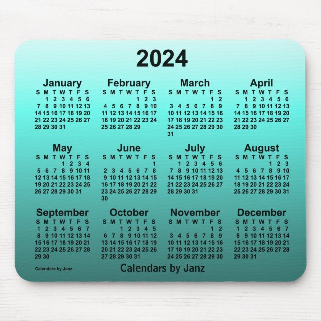 2024 Faded Teal Calendar by Janz Mouse Pad (Front)