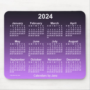 2024 Faded Violet Neon Calendar by Janz Mouse Pad