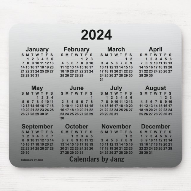 2024 Faded White Calendar by Janz Mouse Pad (Front)