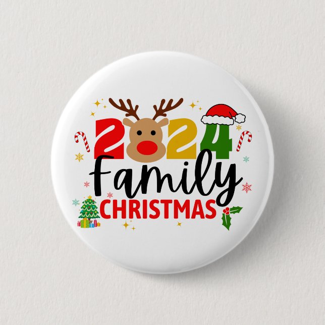 2024 Family Christmas 6 Cm Round Badge (Front)