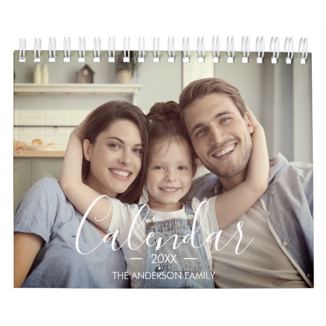 2024 Family Custom Photo Chic Script Calendar (Cover)