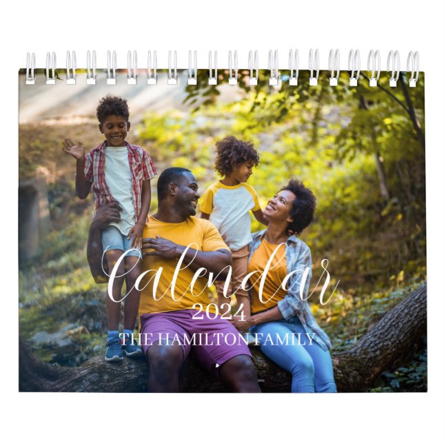 2024 Family Custom Photo Chic Script Calendar (Cover)