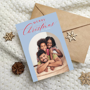 2024 FAMILY PHOTO CARD christmas arch frame blue