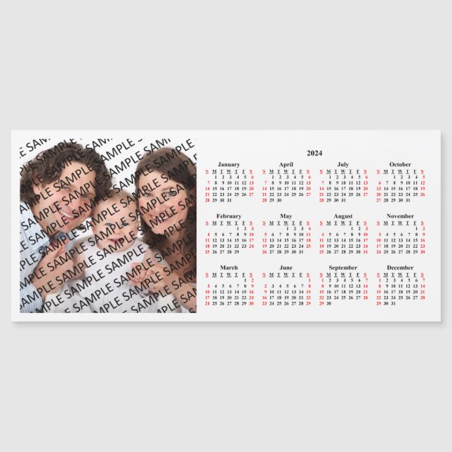 2024 Family Photo Custom Magnetic Card Calendar  (Front)