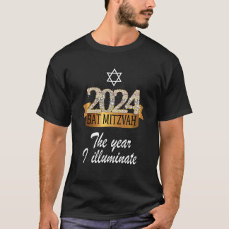 2024 Festive Black Yellow Decor Bat Mitzvah Quote T-Shirt