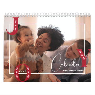 2024 Festive Custom Photo Joy Christmas Family  Calendar