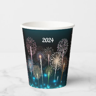 2024 Fireworks Happy New Year Paper Cups