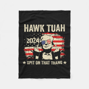2024 Flag Funny Hawk Tush Middle Finger 24 Vote Tr Fleece Blanket