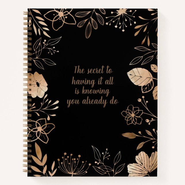 2024 Floral Gold & Black Notebook Quote (Front)