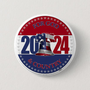 2024 For God and Country Liberty Bell 6 Cm Round Badge