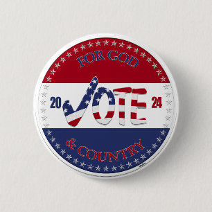 2024 For God and Country USA Check Mark VOTE 6 Cm Round Badge